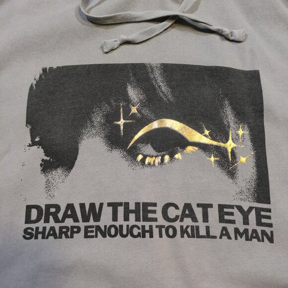 Taylor Swift Midnights Hoodie Sweatshirt Draw the Cat Eye Gray Adult 2XL XXL - Picture 3 of 8